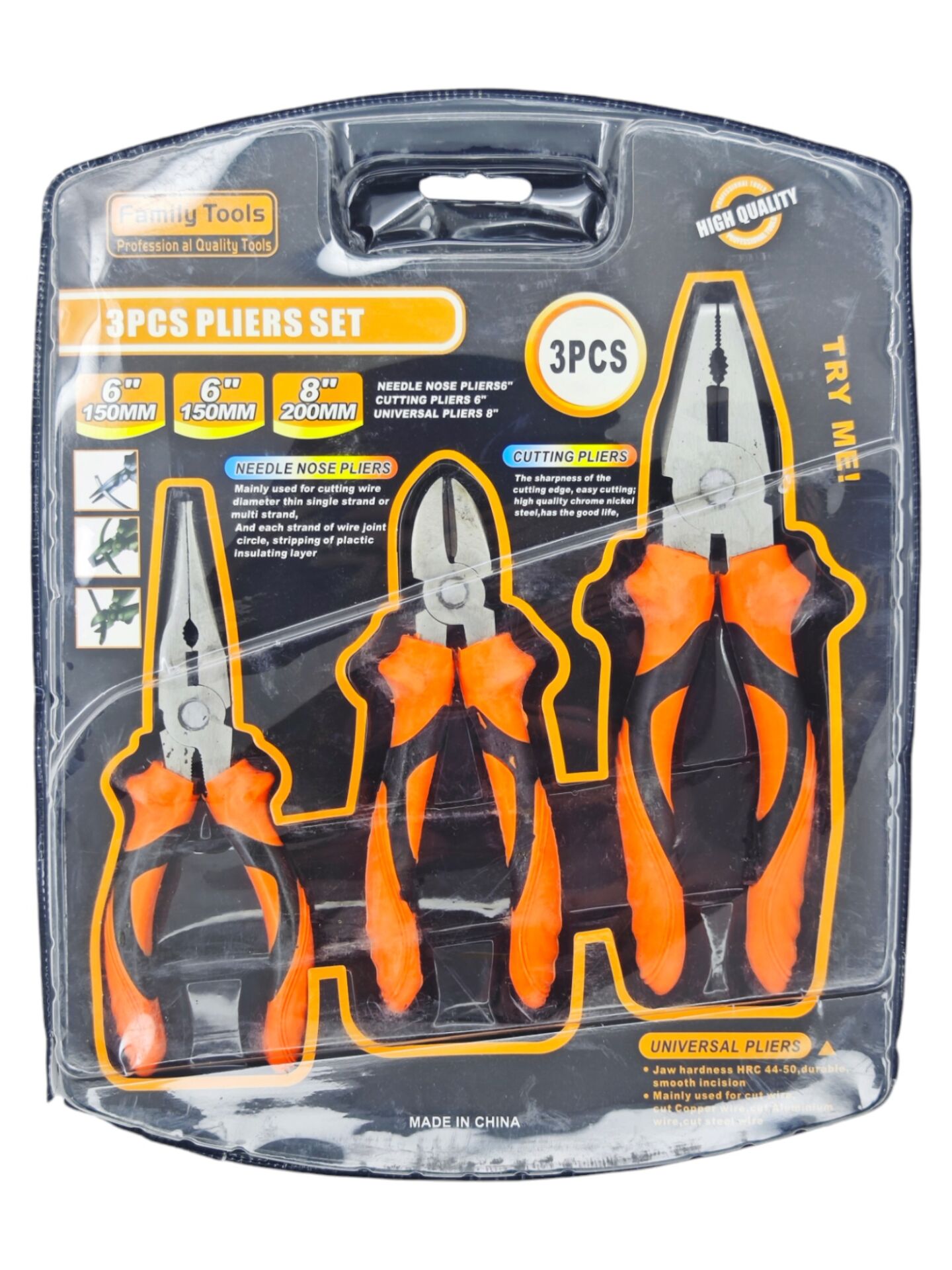 05156 Family Tools 3lü Pense Seti - Pense-Kargaburun-Yan keski
