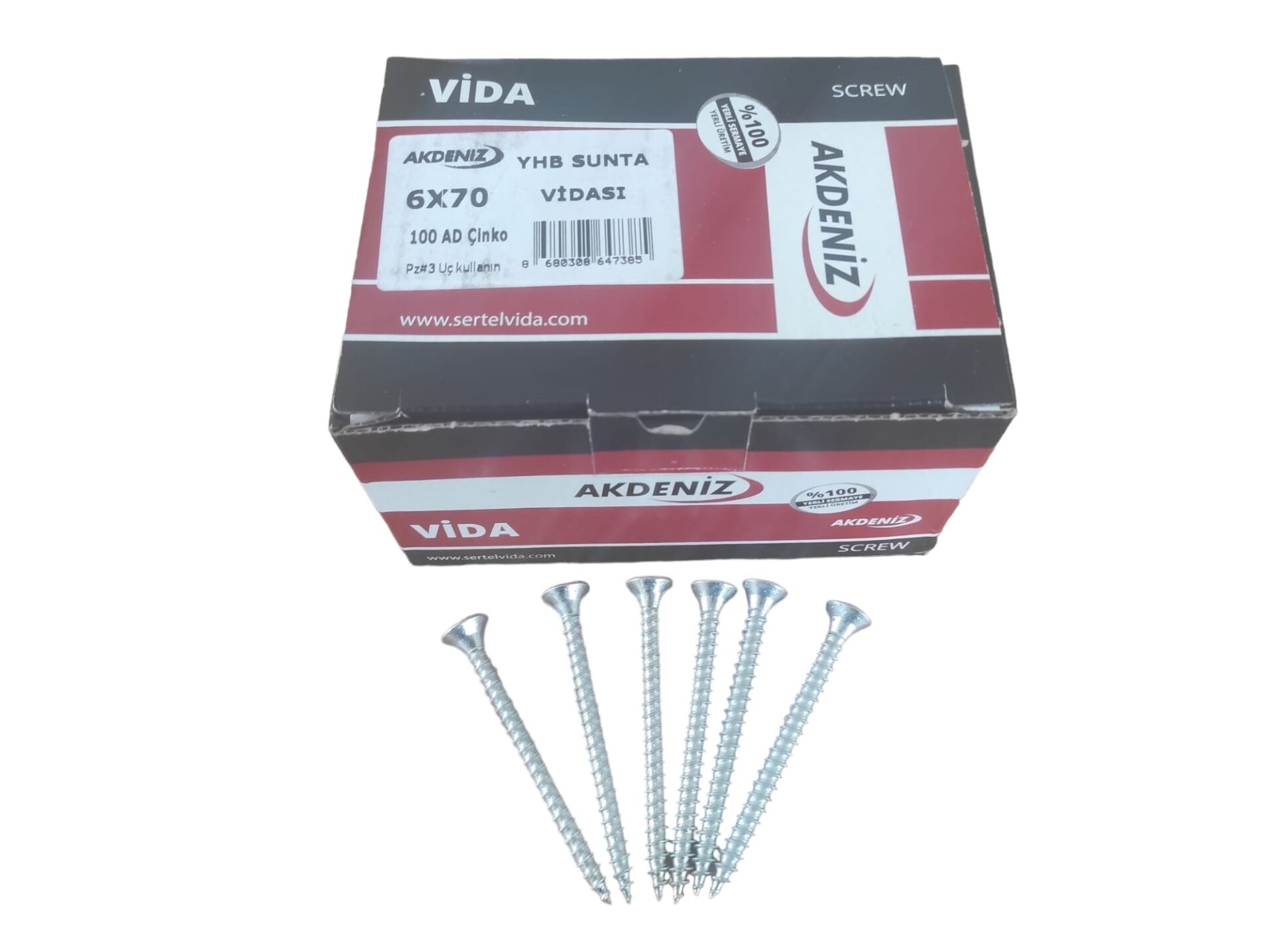 6070 Akdeniz YBH Sunta Vidası 6*70mm 100lü Çinko