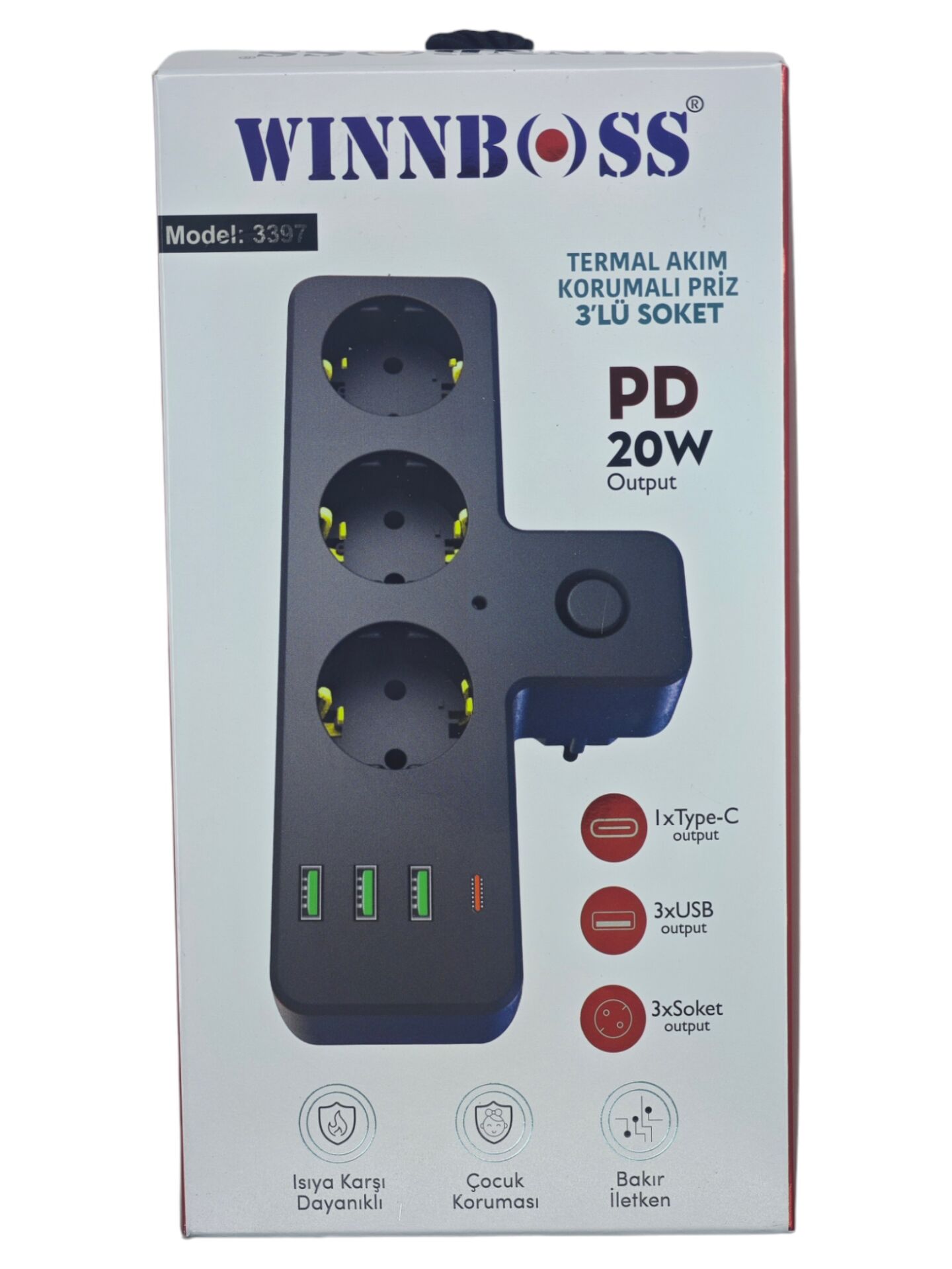 3411 Winnboss 16A 3SB Termal Akım Korumalı 8li Priz