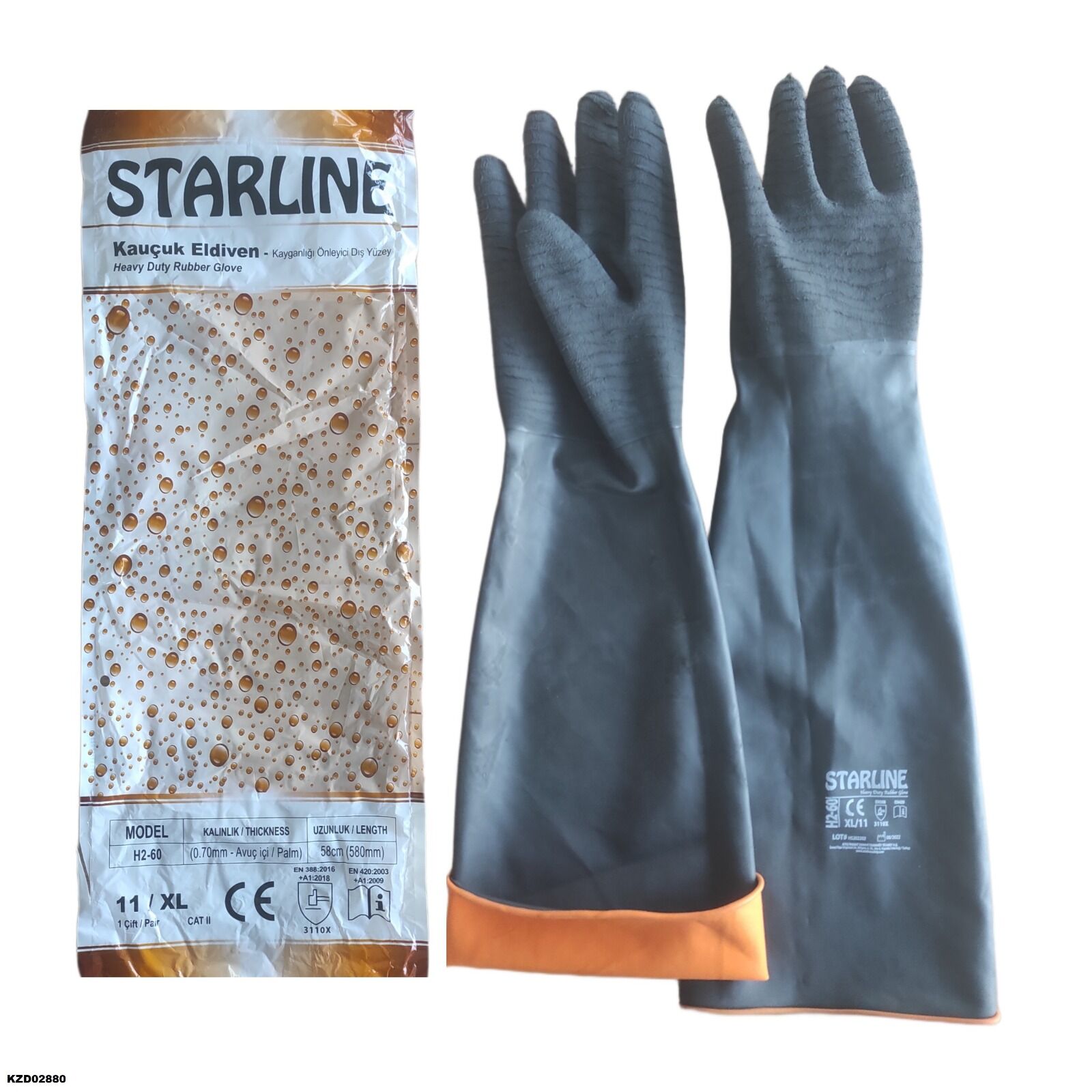 H1-60 Starlıne Kauçuk Eldiven 58Cm - Siyah