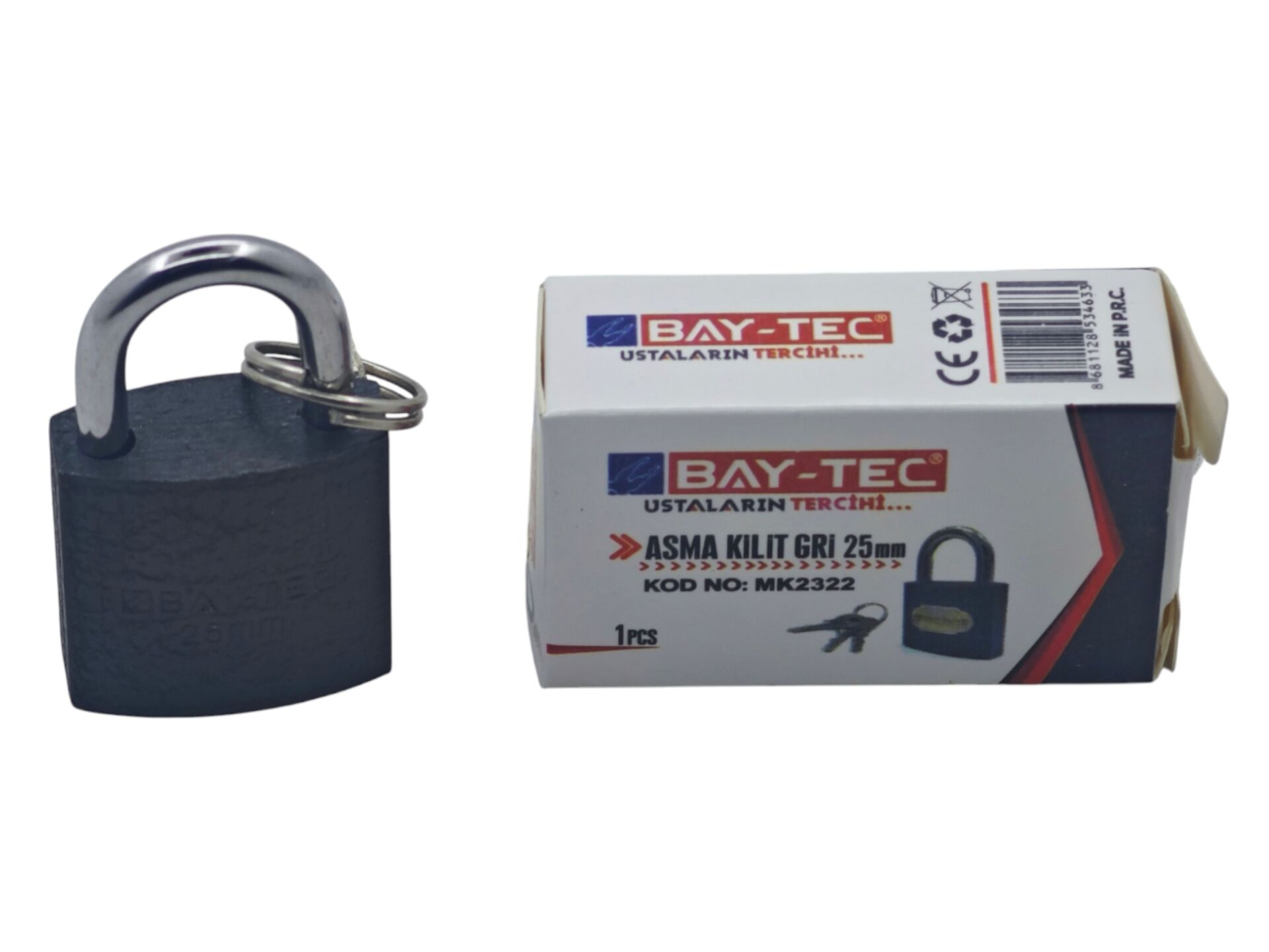 MK2322 Bay-Tec Gri Asma Kilit 25mm
