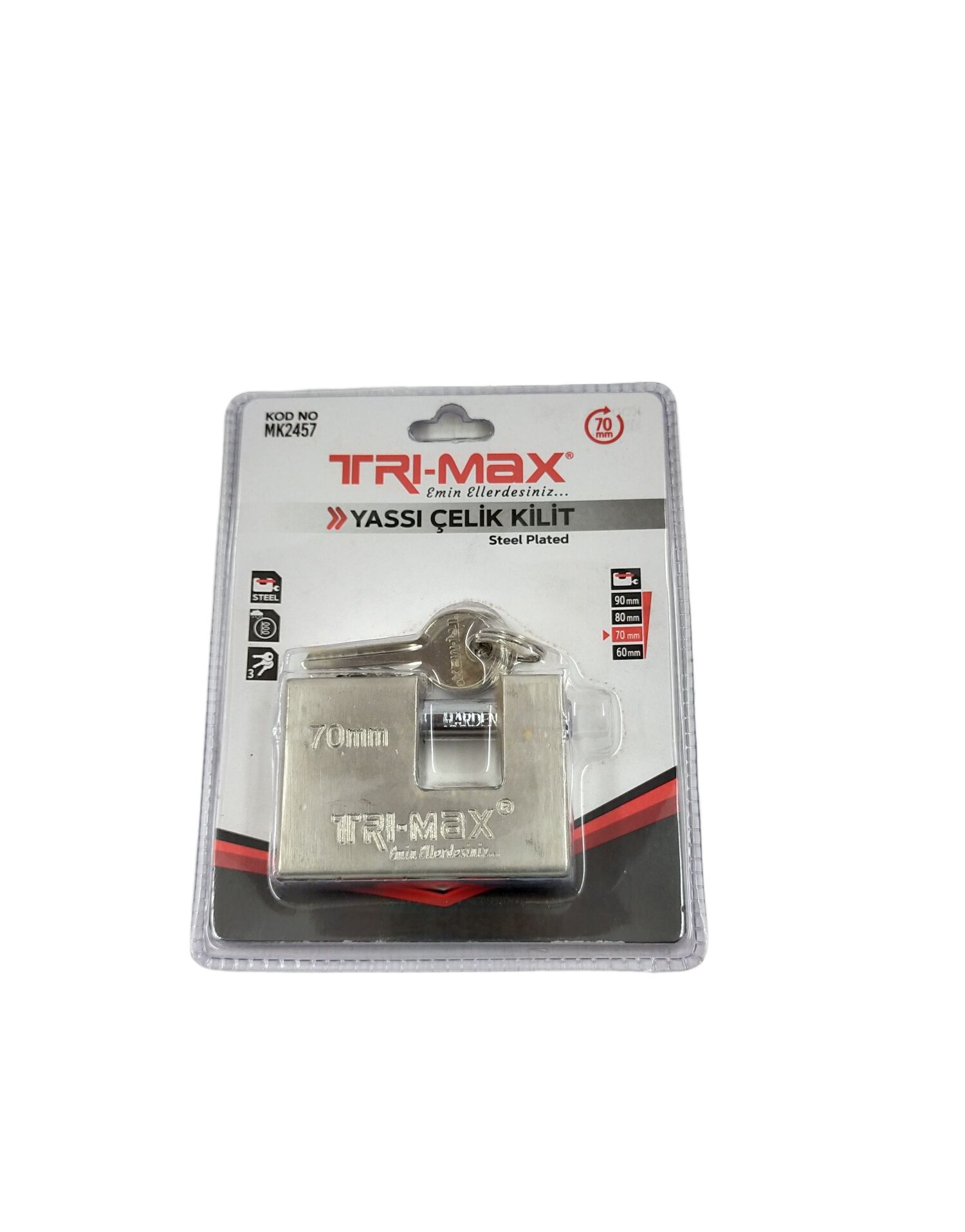 Mk2457 Trı-Max Yassı Çelik Kilit 70Mm