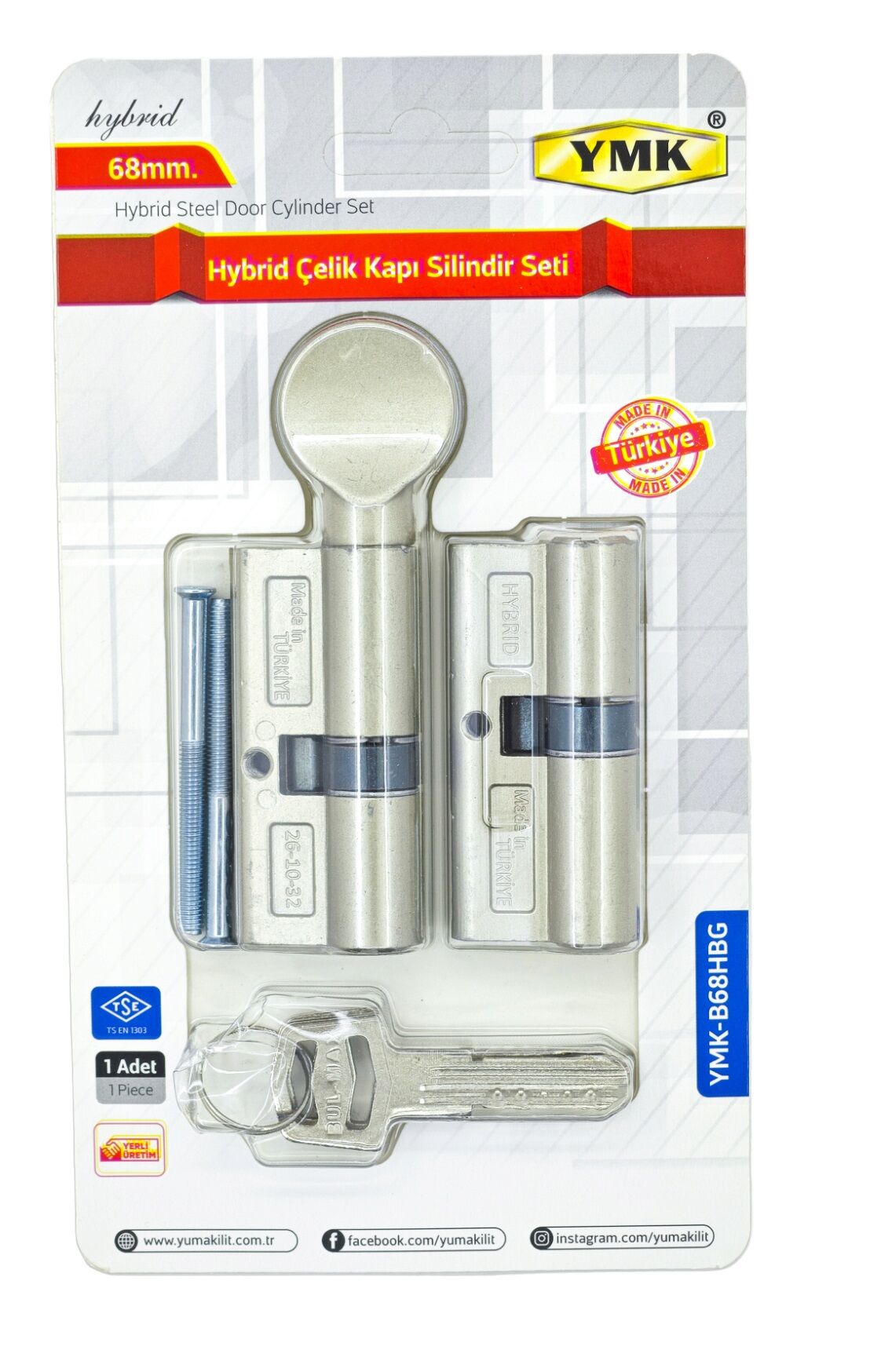 Ymk-B68Hbg Ymk Hybrid Çelik Kapı Silindir Seti 68Mm