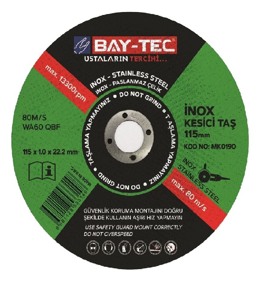 MK0190 Bay-Tec İnox Metal Kesici 115*1*22Mm