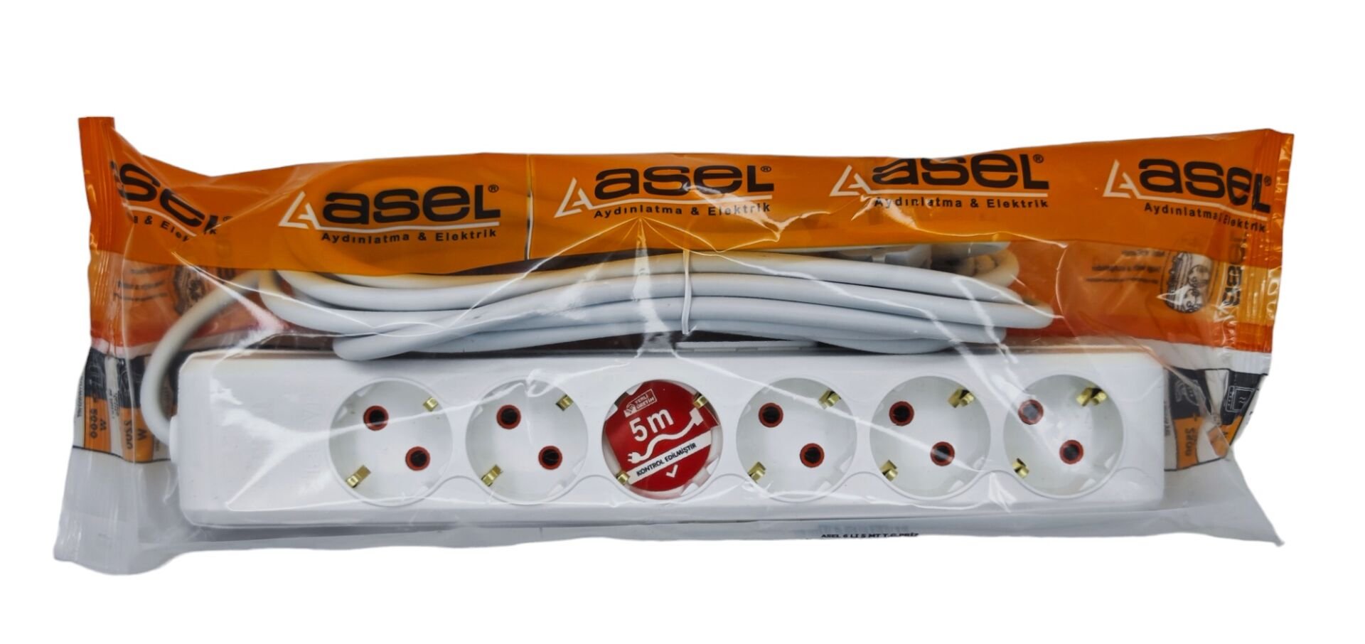 ASL-4008 Asel Ara Kablo Grup Priz 6Lı 5M