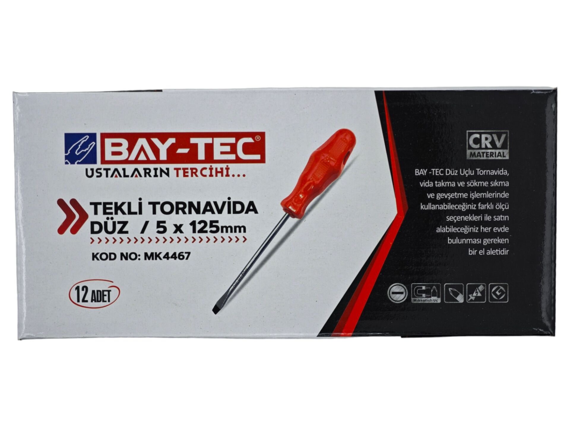 Mk4467 Bay-Tec Tekli Tornavida 5*125 (Düz)