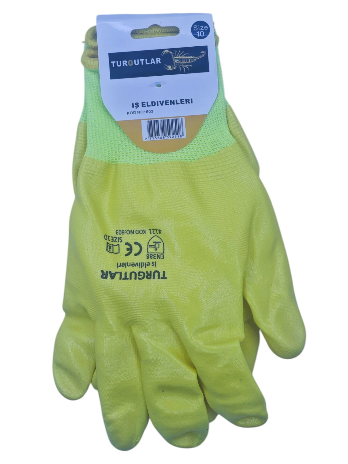 603 Turgutlar Nitril İş Eldivenleri 10'' 3/4 - Full Sarı