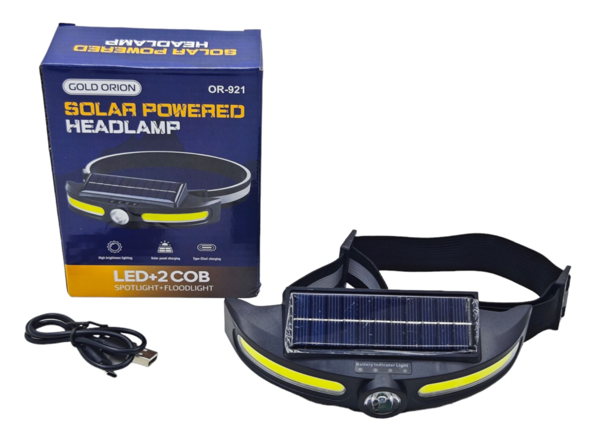Or-921 Gold Orion Solar Şarjlı Led+Cob Led Kafa Lambası