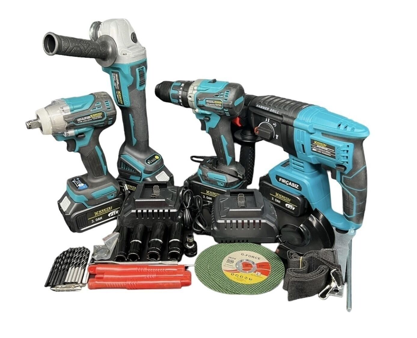 HKT-900 Haktaş 4lü Şarjlı Set - Matkap+Hilti+Somun Sıkma+İsriral