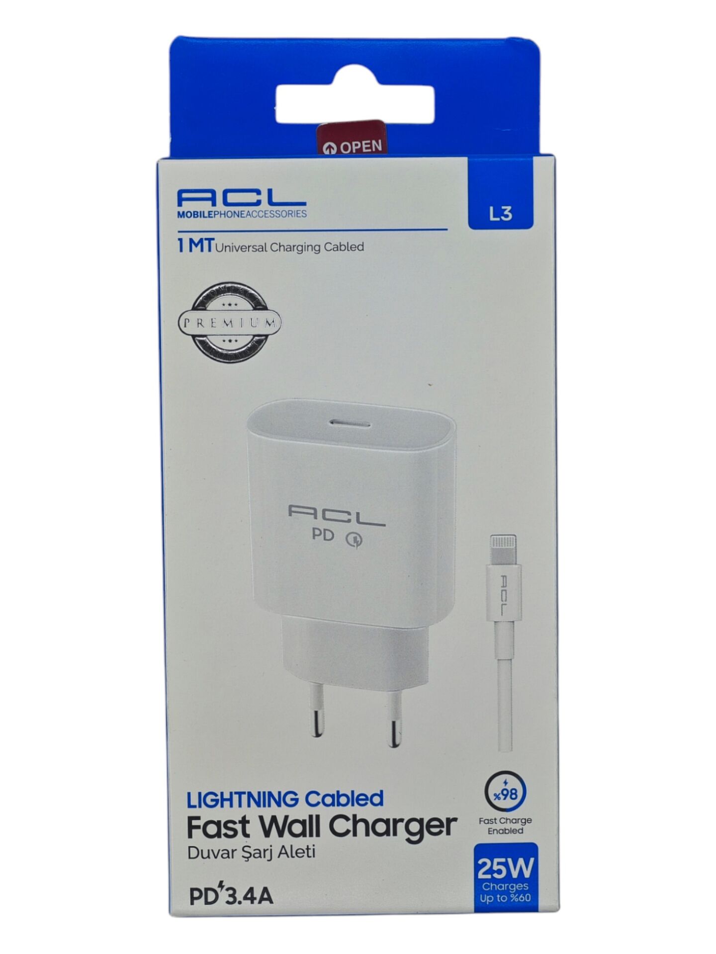 AC-1 L3 Acl PD 3.4A 25W Hızlı şarj Seti - Lightning to C