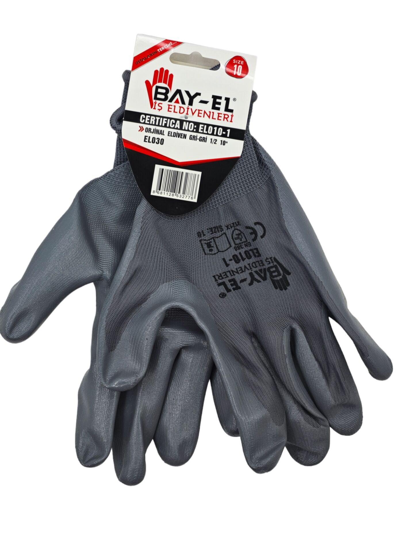 EL030 Bay-El Orjinal Eldiven 1/2 10'' - Grı/Grı