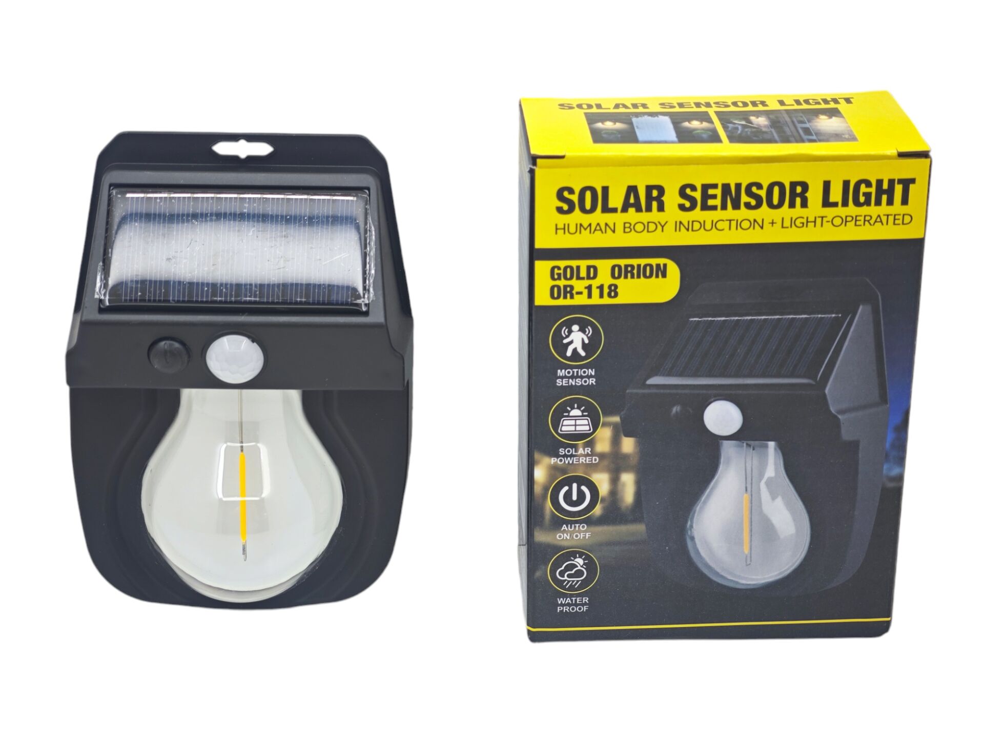 OR-118 Gold Orion Solar Şarjlı Duvar Aplik - Hareket Sensörlü