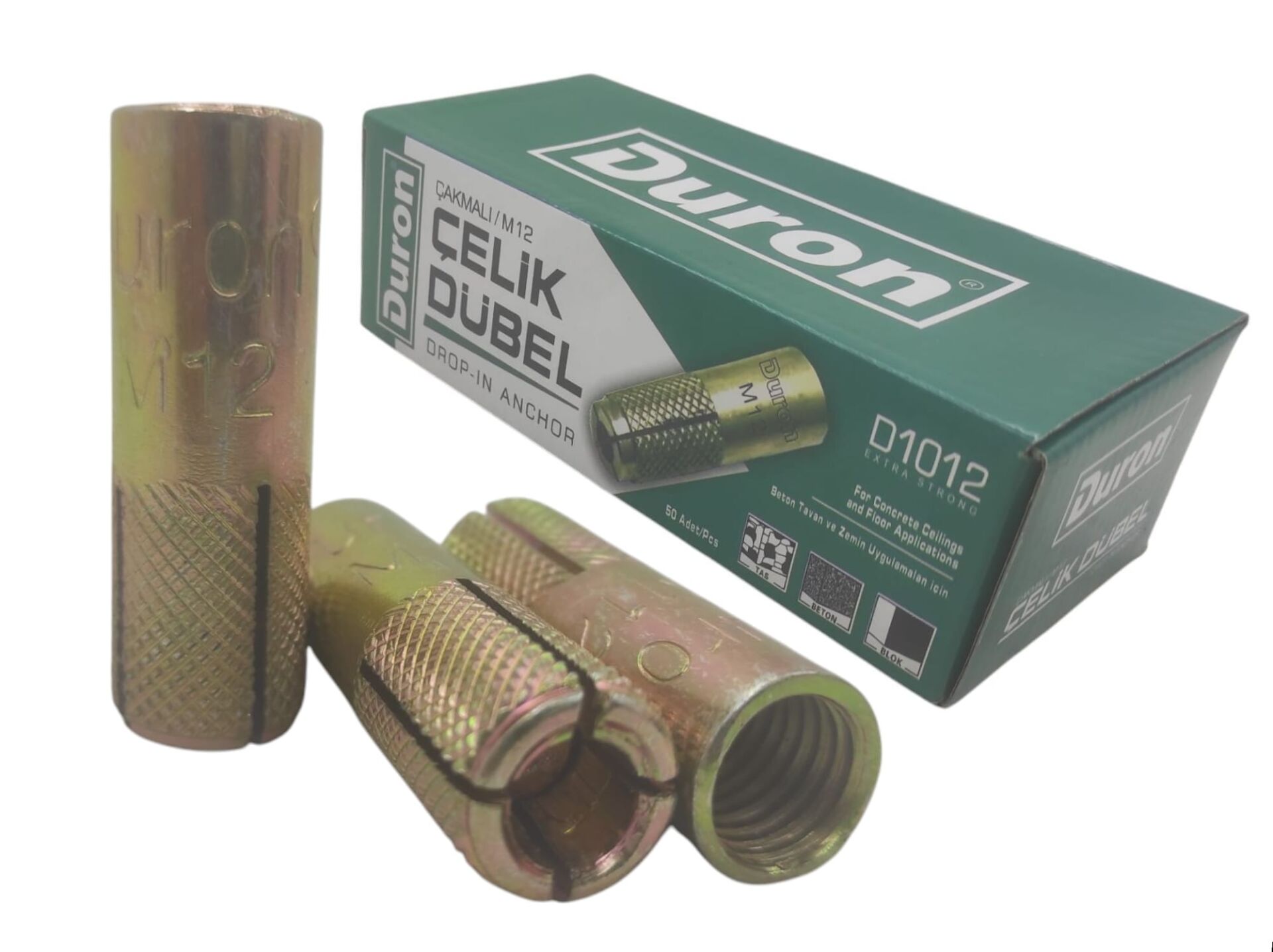 D1012 Duron Çakmalı Çelik Dübel M12 16*50mm