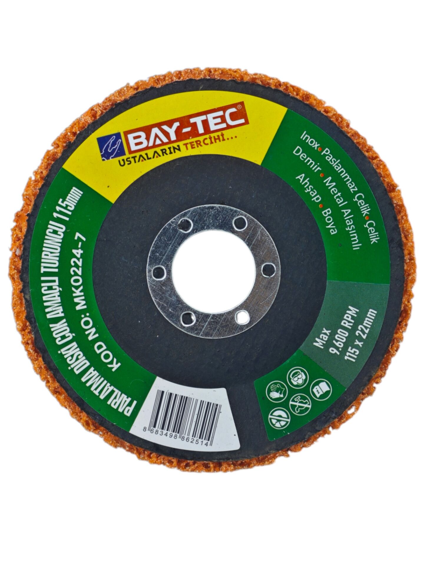MK0224-7 Bay-Tec Çok Amaçlı Parlatıcı Disk 115mm - Turuncu