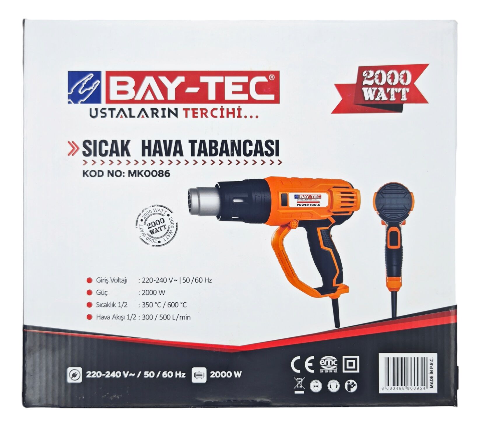 Mk0086 Bay-Tec Hg12 Sıcak Hava Tabancası 2000W