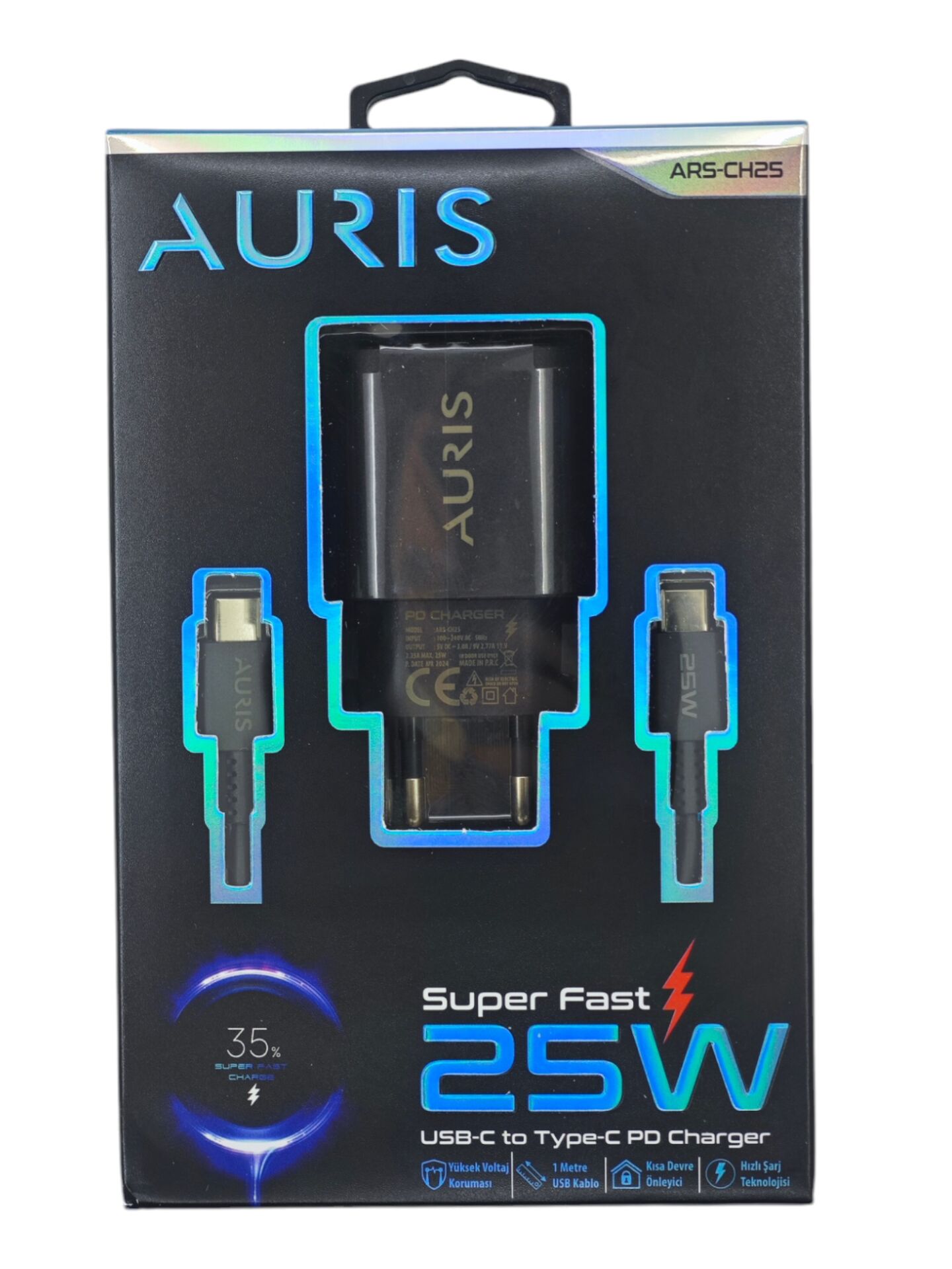 ARS-CH25 Auris USB-C Type-C PD 25W Super Hizli Şarj Aleti