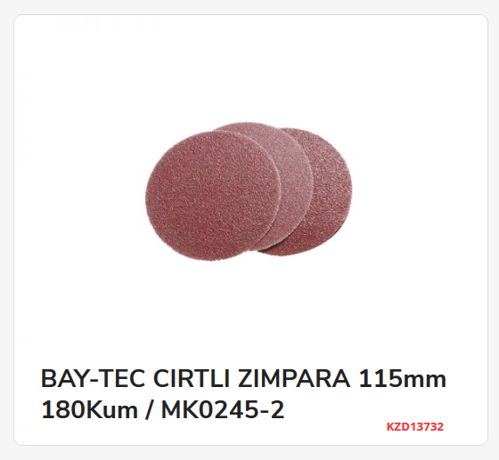 Mk0245-2 Bay-Tec Cırtlı Zımpara 115Mm 180Kum