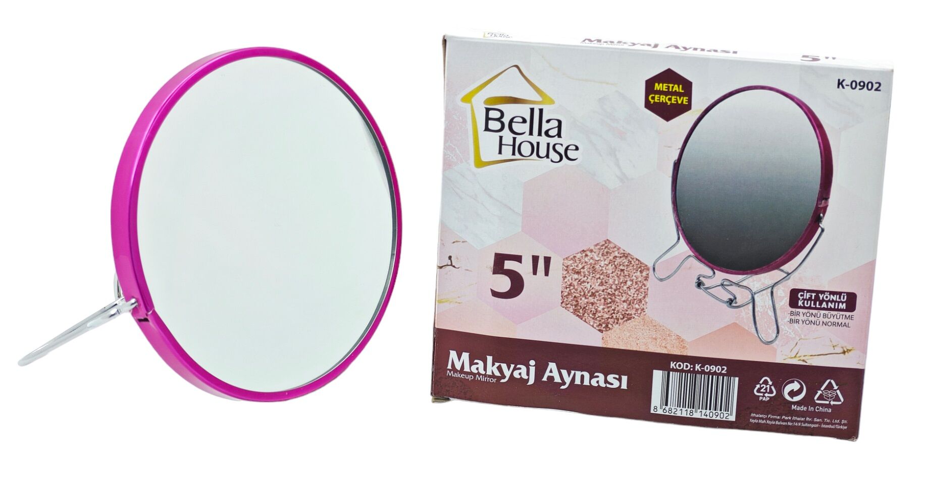 K-0902 Bella House Makyaj Aynası - Çift Yönlü