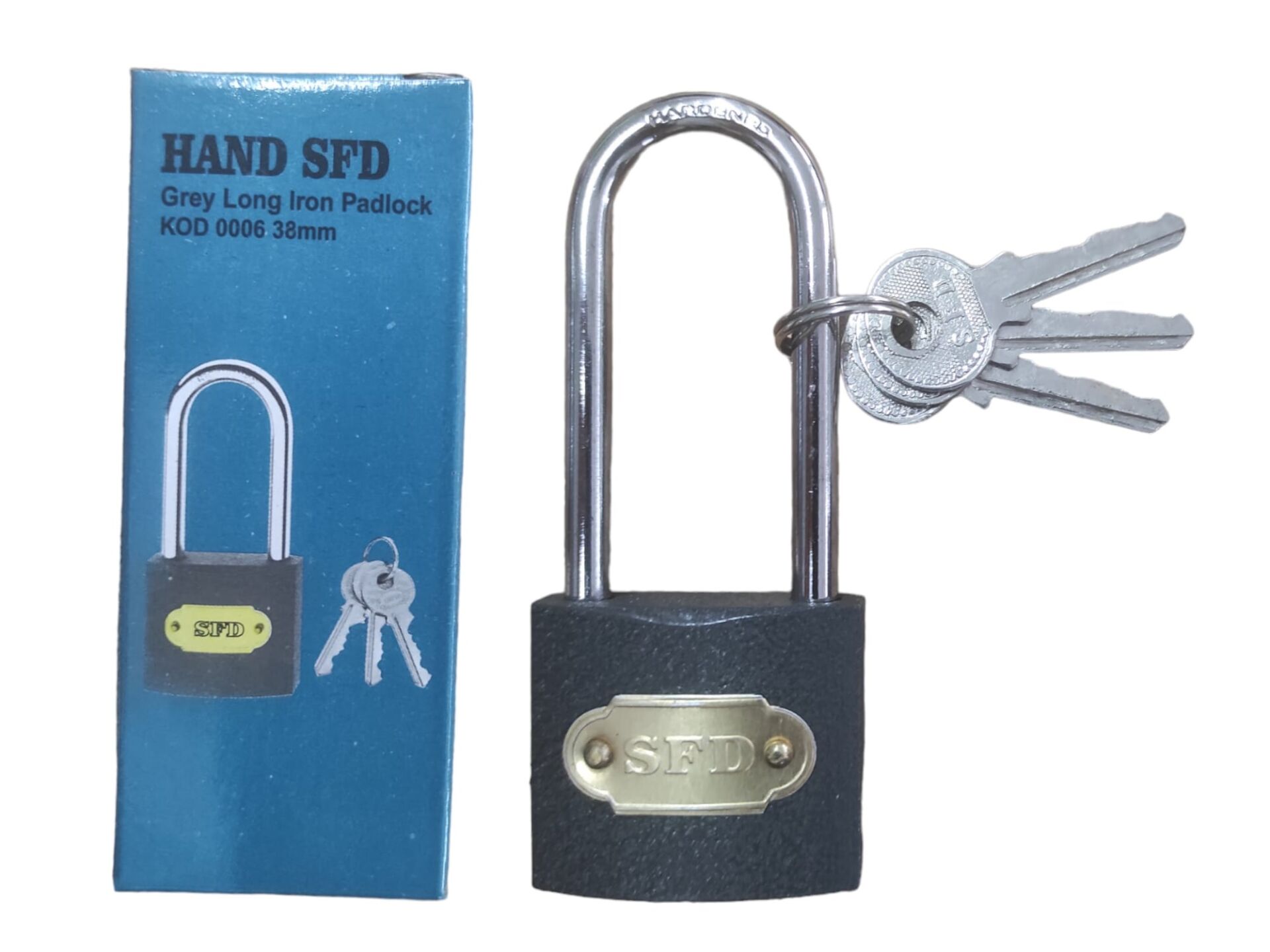 0006 Hand Sfd Uzun Asma Kilit 38mm - Gri
