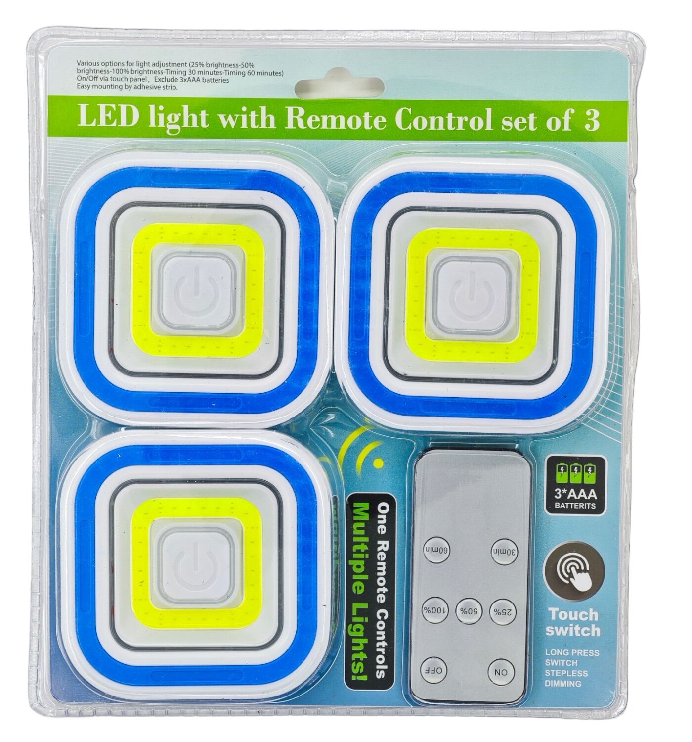 00369 Touch Switch Pilli Led Gece Lambası 3Lü