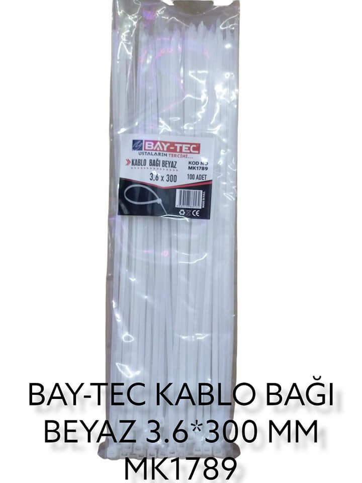 Mk1792 Bay-Tec Kablo Bağı 4.8*200Mm - Beyaz