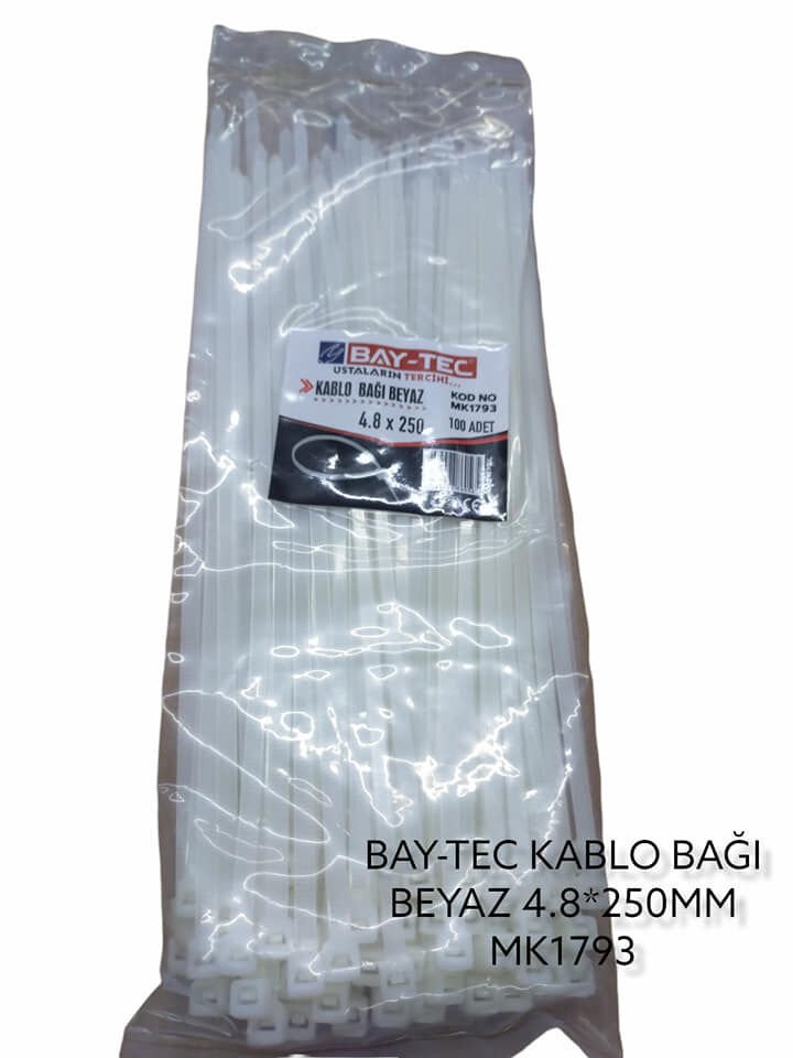Mk1793 Bay-Tec Kablo Bağı 4.8*250Mm - Beyaz