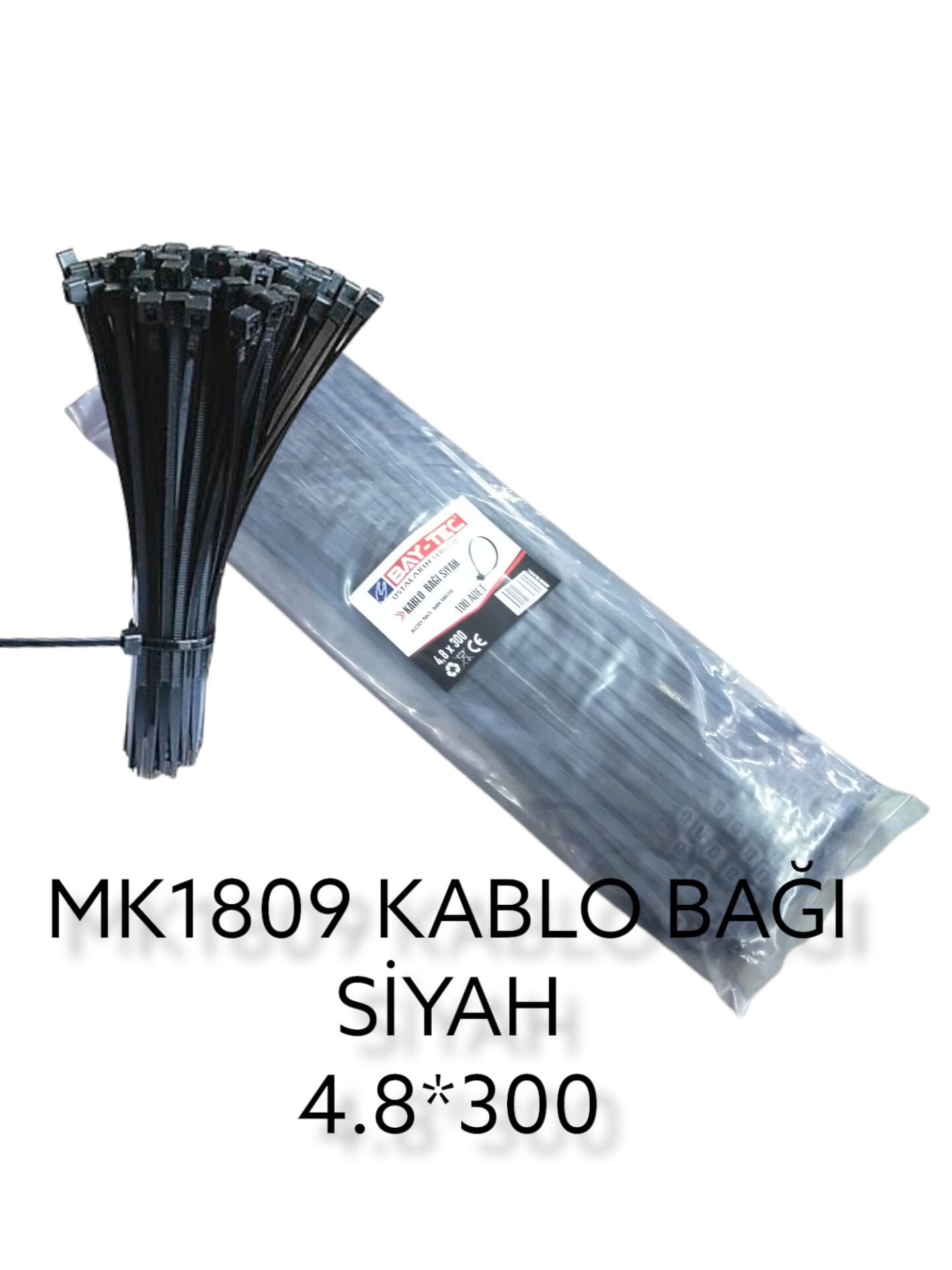 MK1809 Bay-Tec Kablo Bağı 100lü 4.8*300mm - Siyah