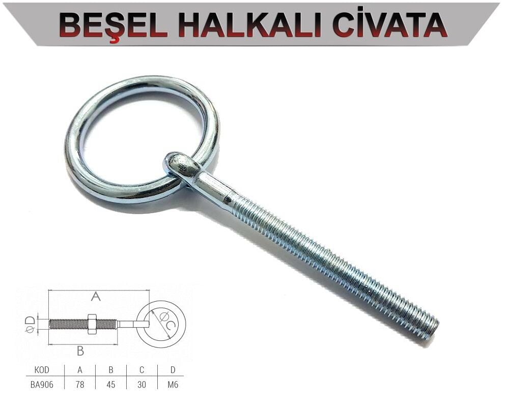 Ba906 Beşel Halkalı Civata M6