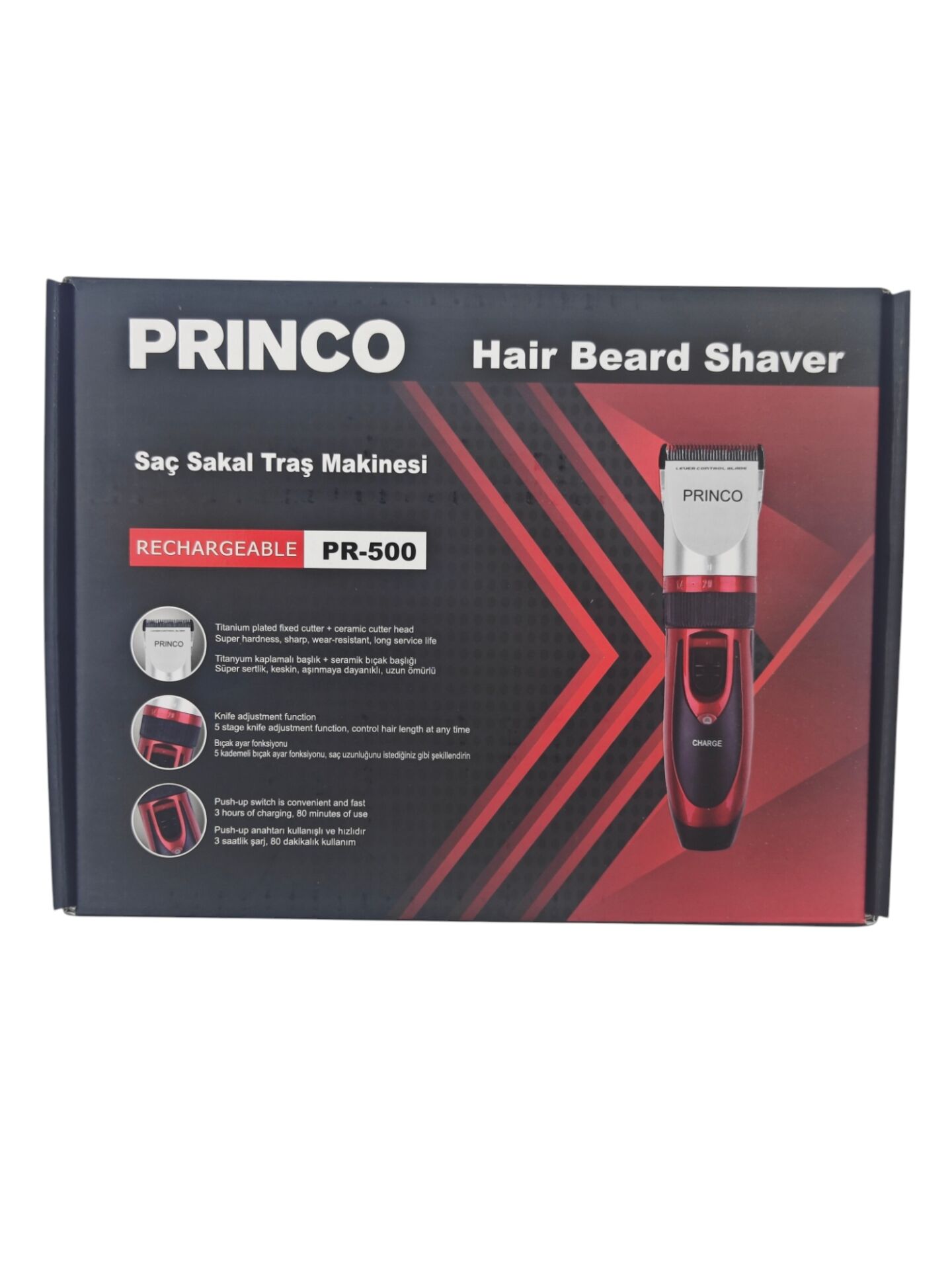 PR-500   Princo Şarjlı Saç Sakal Traş Makinesi
