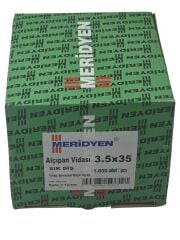 3525   Meridyen 3.5*25mm Sivri Uçlu Alçıpan Vidası 1000li - Yıldız Borazan Başlı
