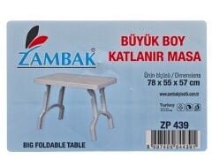 ZP439   Zambak Plastik Katlanır Masa 78*55x57cm - Büyük
