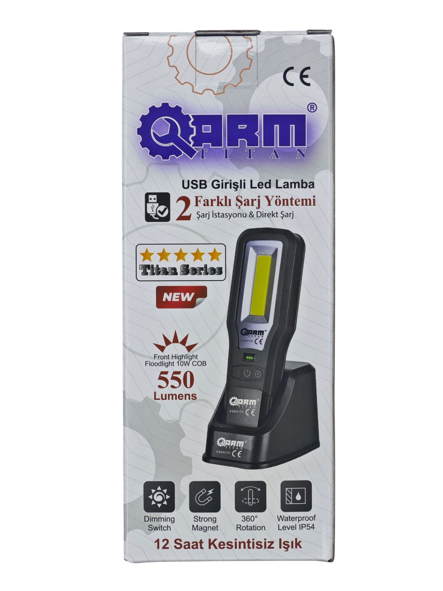 Esen-170   Arm 550 Lümen Şarjlı Led Fener - Miknatıslı