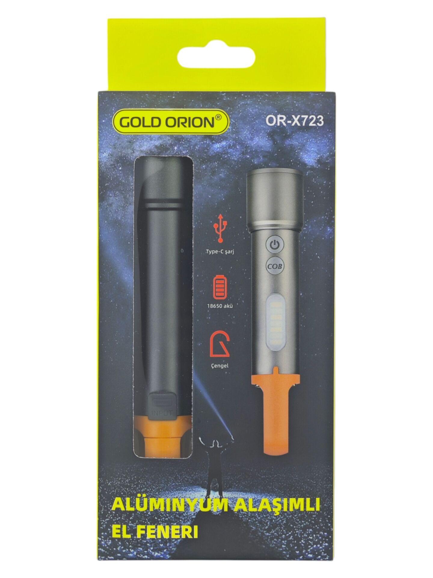 OR-X723  Gold Orion Alüminyum Alaşımlı Şarjlı El Feneri