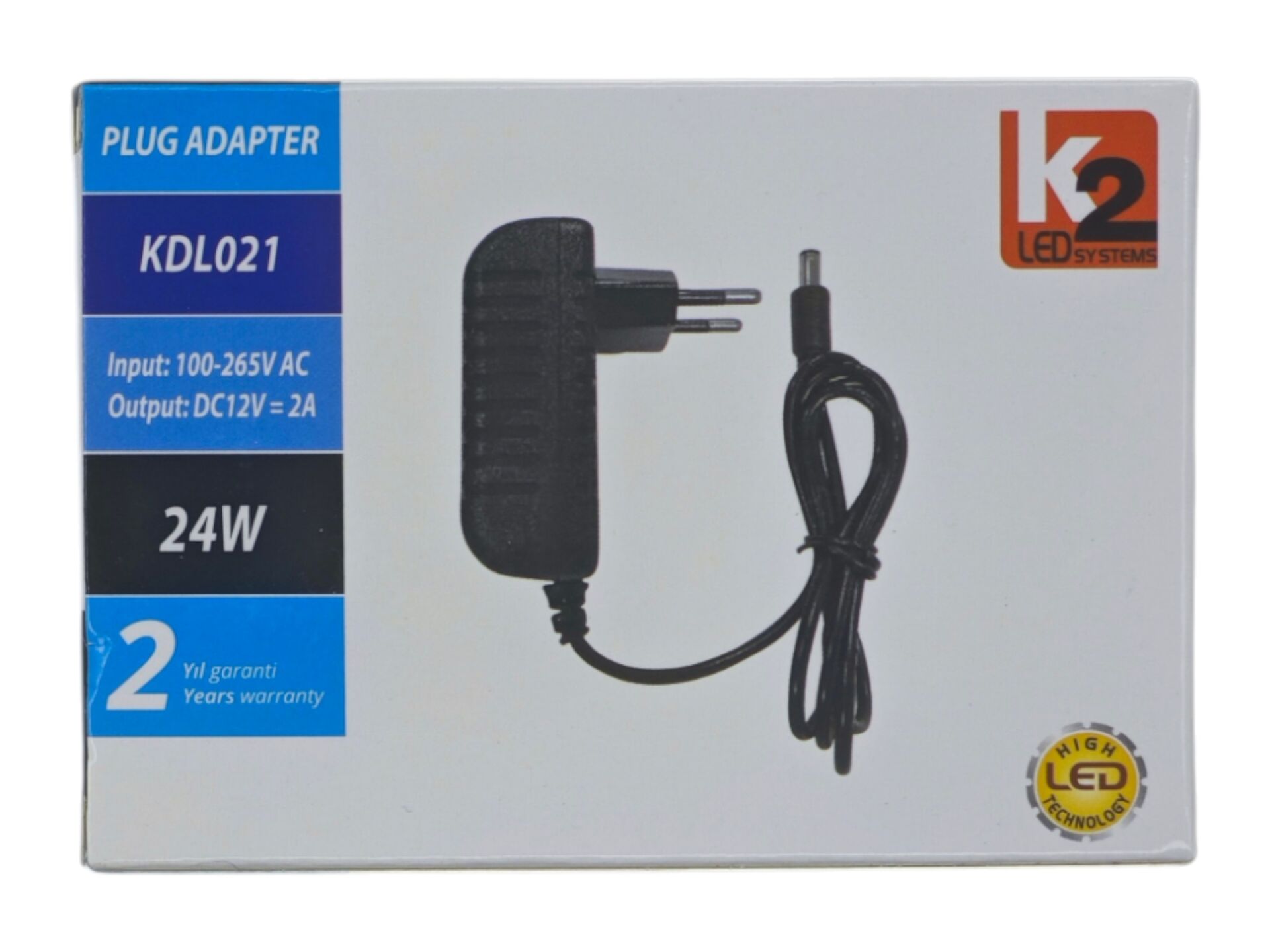 KDL021   K2 24W 2A Fişli Adaptör