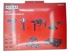 ATB 21   Attlas Kömürsüz Kombo Set 4lü - Vidalama-Somun Sıkma-Hilti-Taşlama