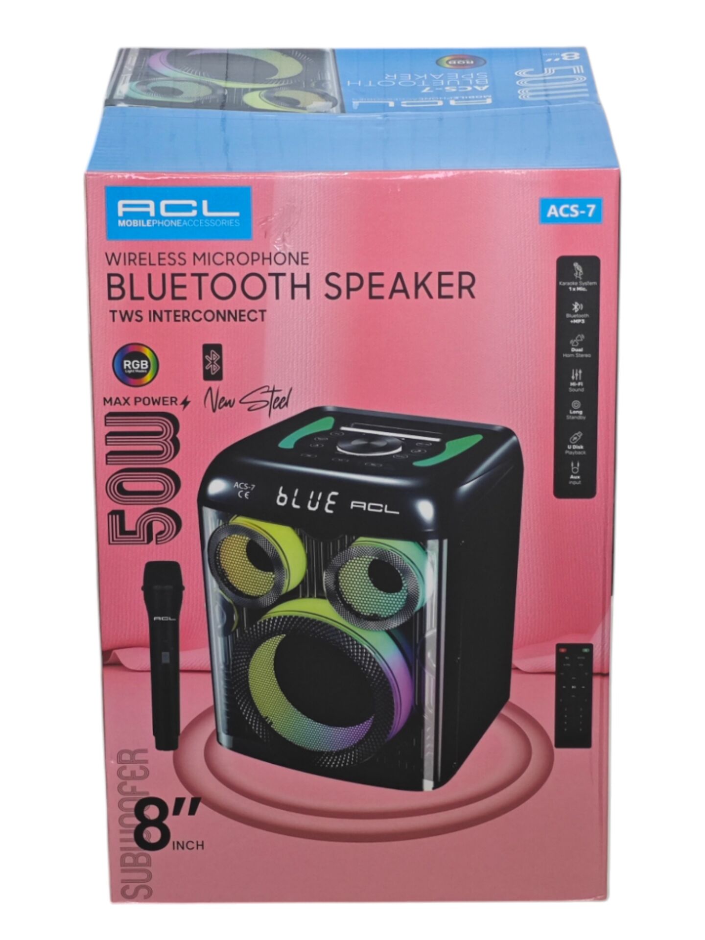 ACS-7   ACL Mikrofonlu Bluetootlu Şarjlı Müzik Kutusu 50W