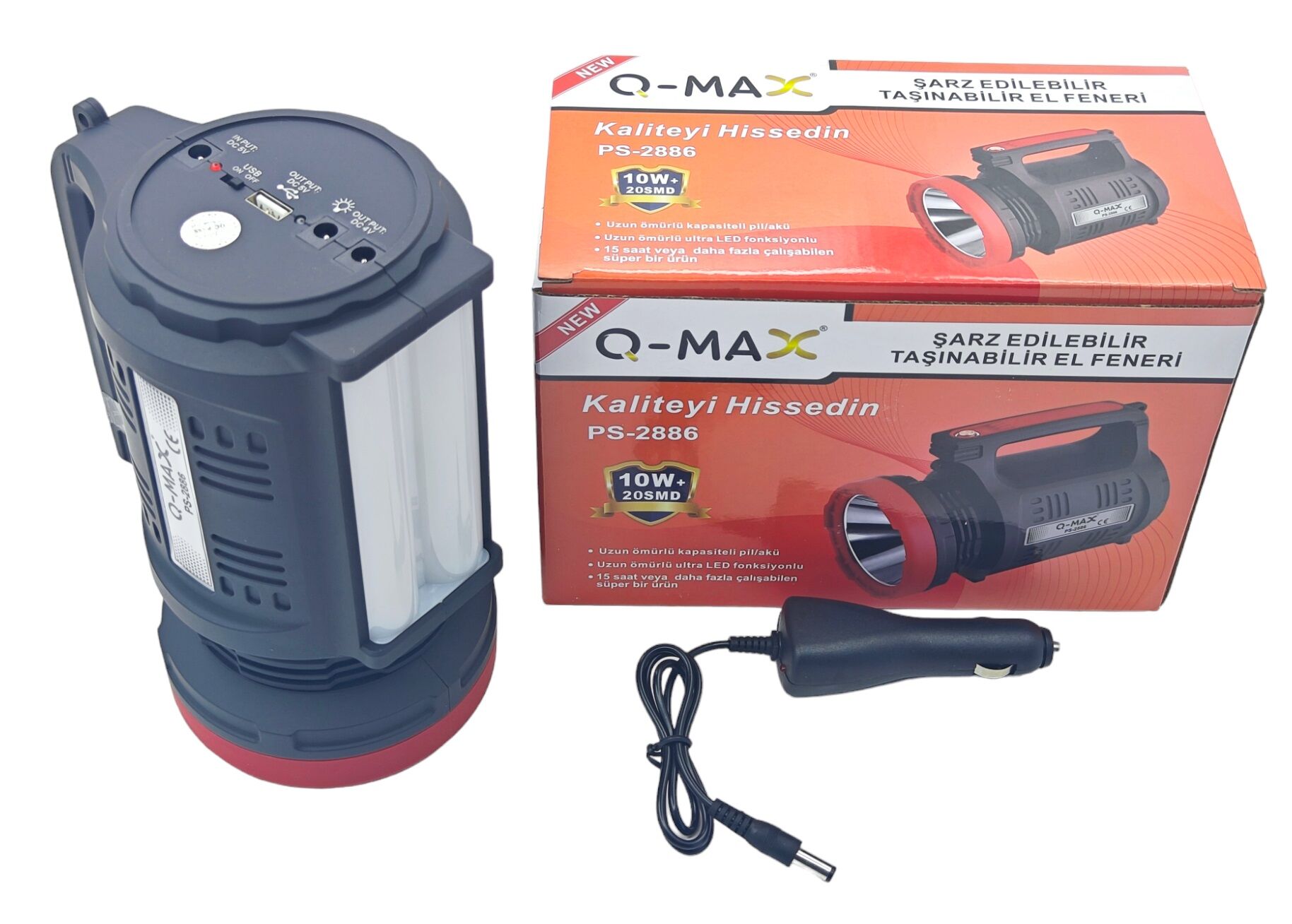 PS-2886   Q-Max 10W+20 SMDLed Şarjlı Fener