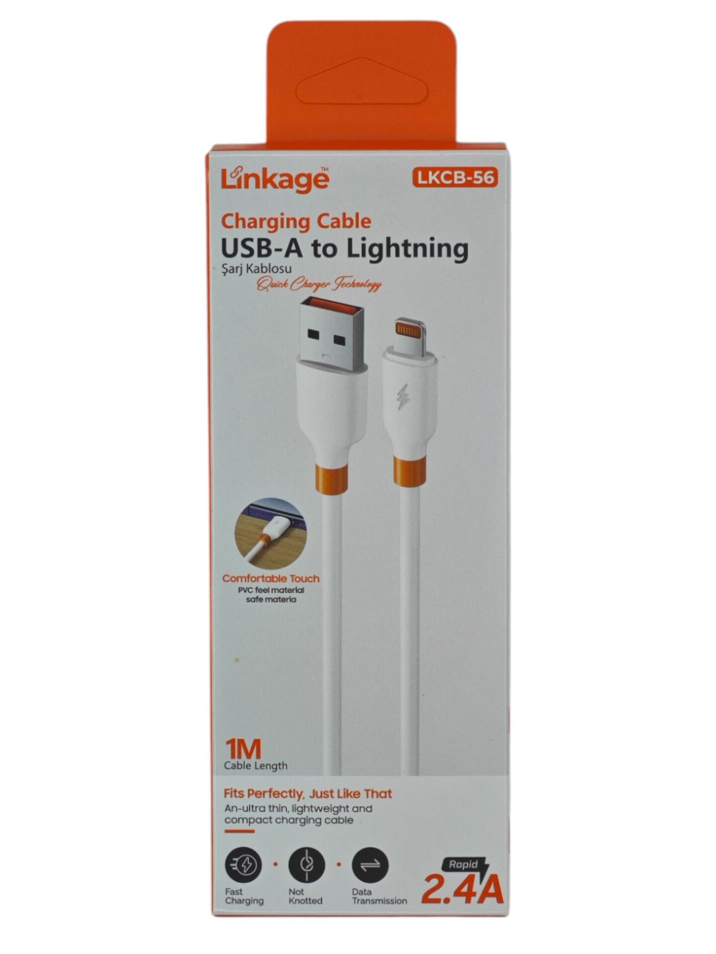 LKCB-56   Linkage 2.4A USB-A to Lightning Şarj Data Kablosu