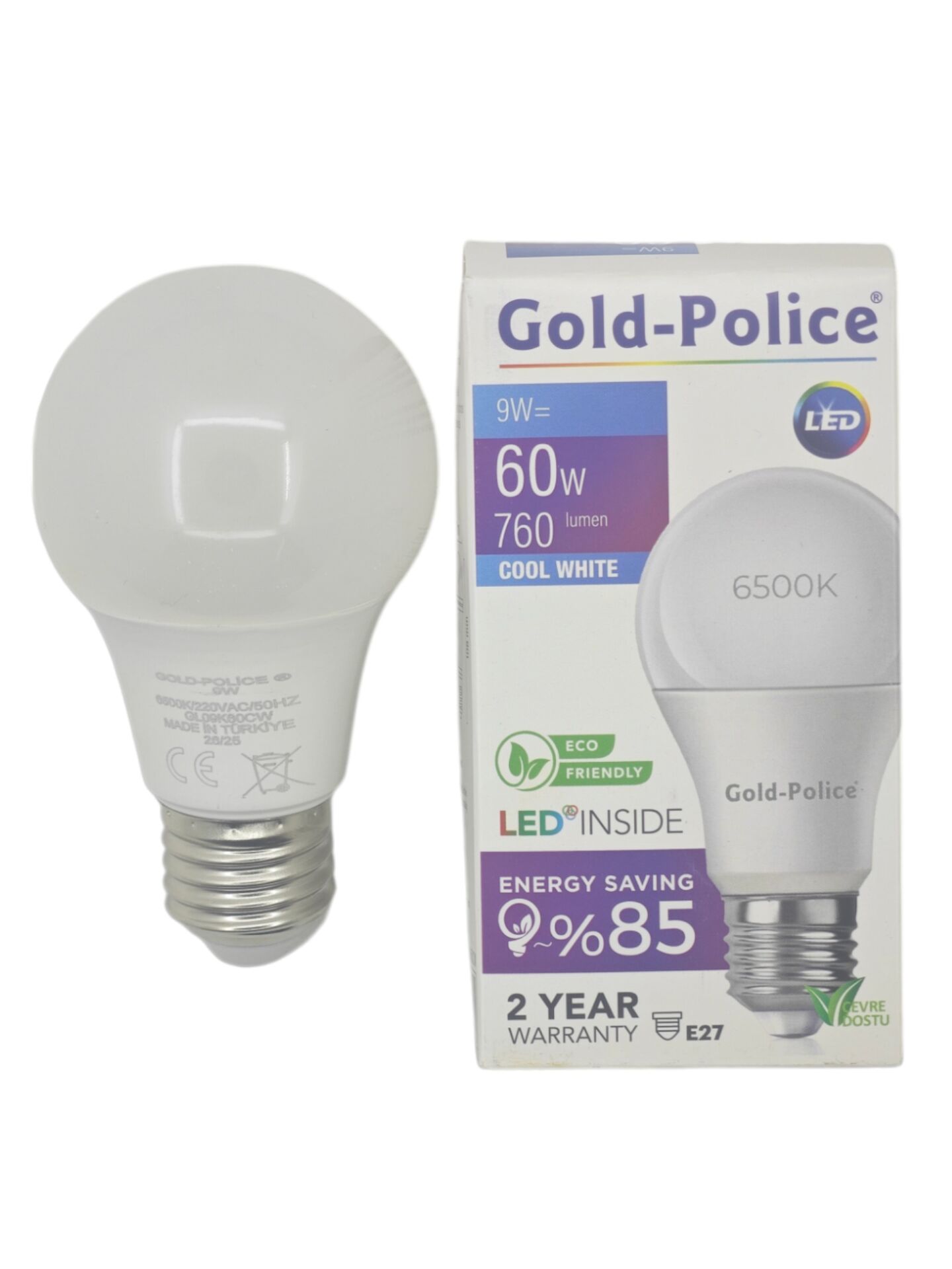 GL09K60/CW   Gold-Police E27-9W Led Ampul