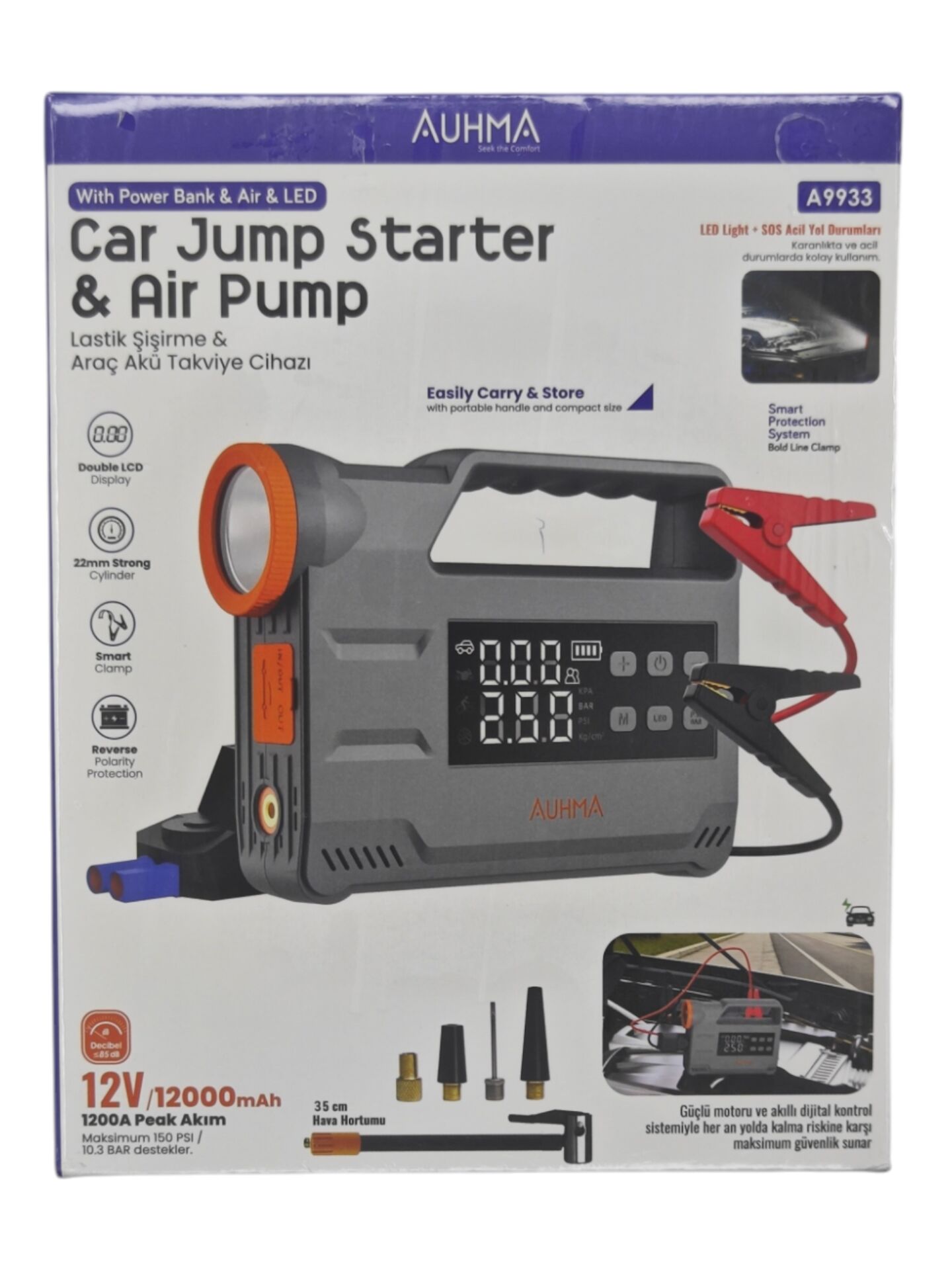 A9933   Auhma 12000A Akü Takviyeli - 150PSI Lastik Hava Kompresörü