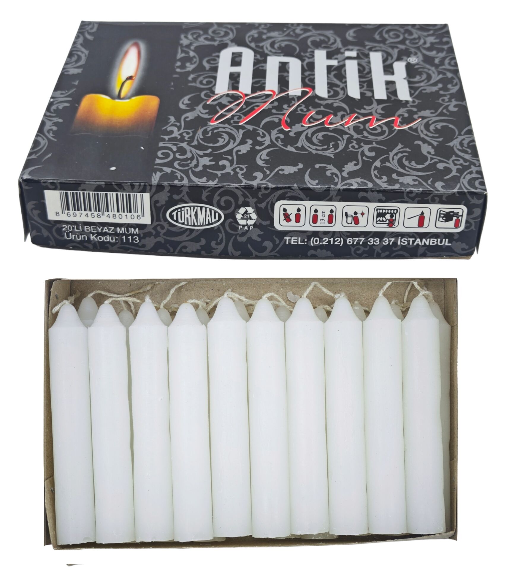 113   Antik Mum 20Li - Beyaz