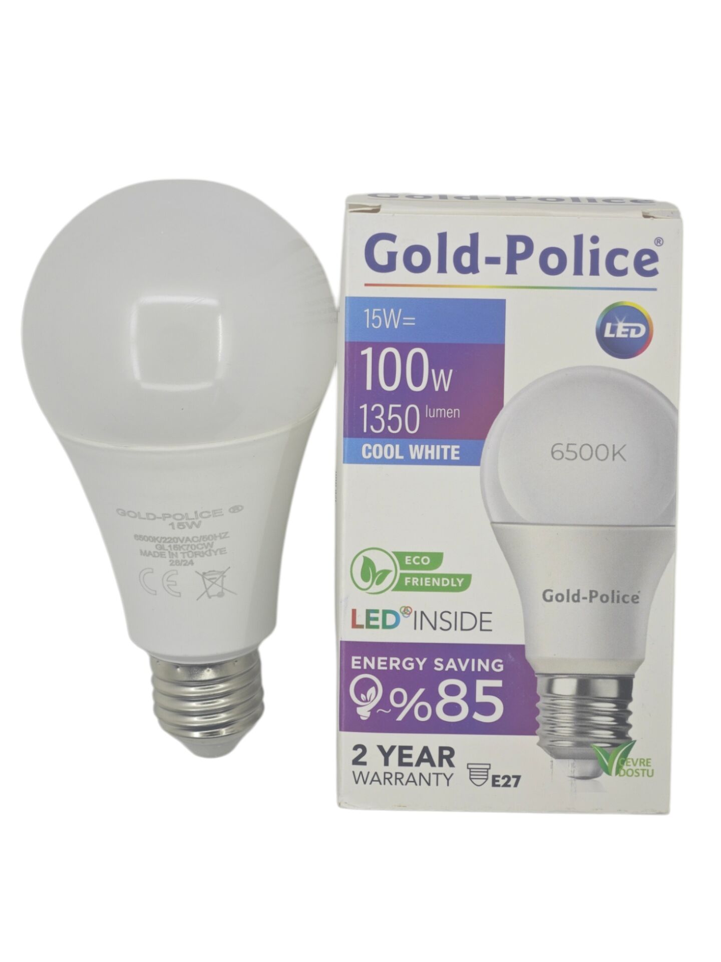 GL15K70/CW   Gold-Police E27-15W Led Ampul