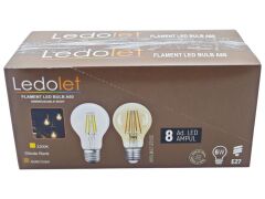 A60   Ledolet E27-4W Flament Led Bulb A60 Ampul 8li