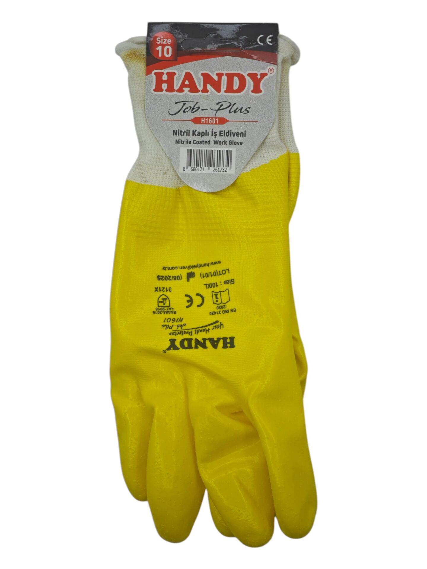 H1601   Handy Ful Sarı Nitril Kaplı İş Eldiveni 10''