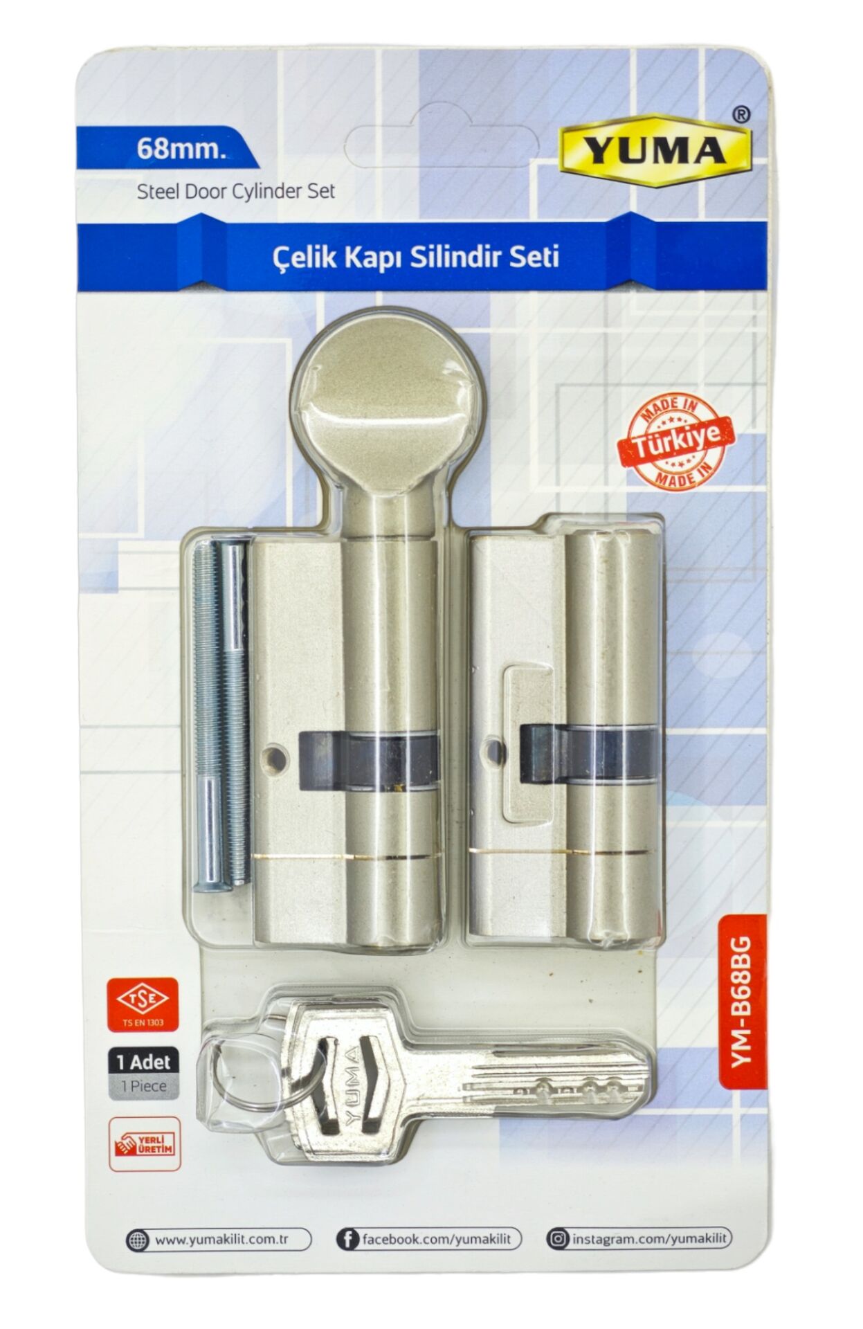 Ym-B68Bg   Yuma Çelik Kapı Barel Seti 68Mm