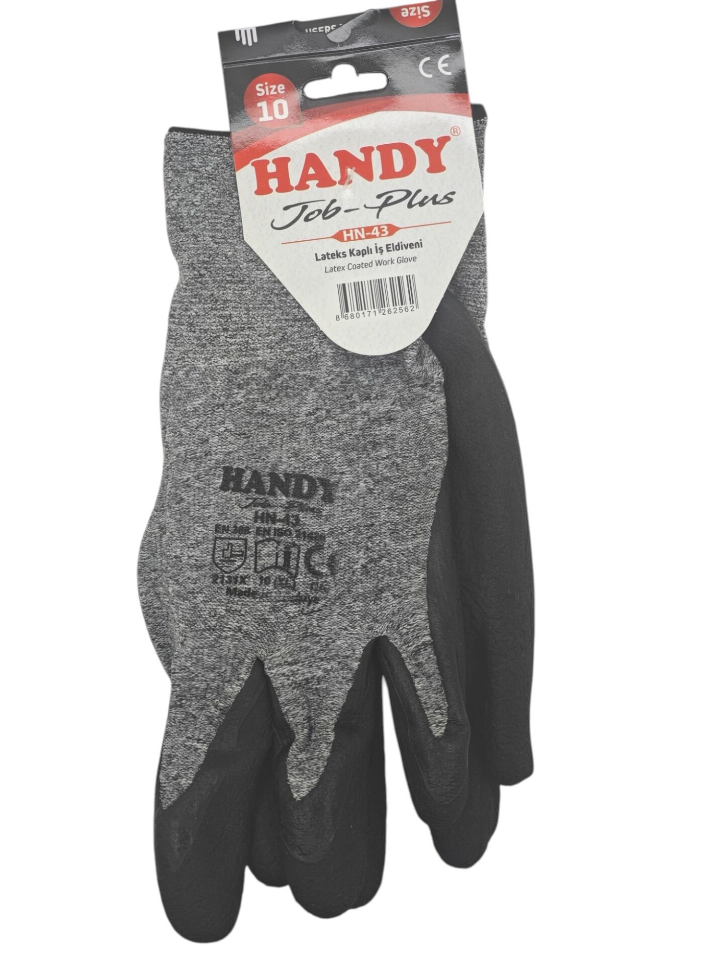 HN-43   Handy Tob Plus Lateks Kaplı İş Eldiveni 10'' - Gri /Siyah