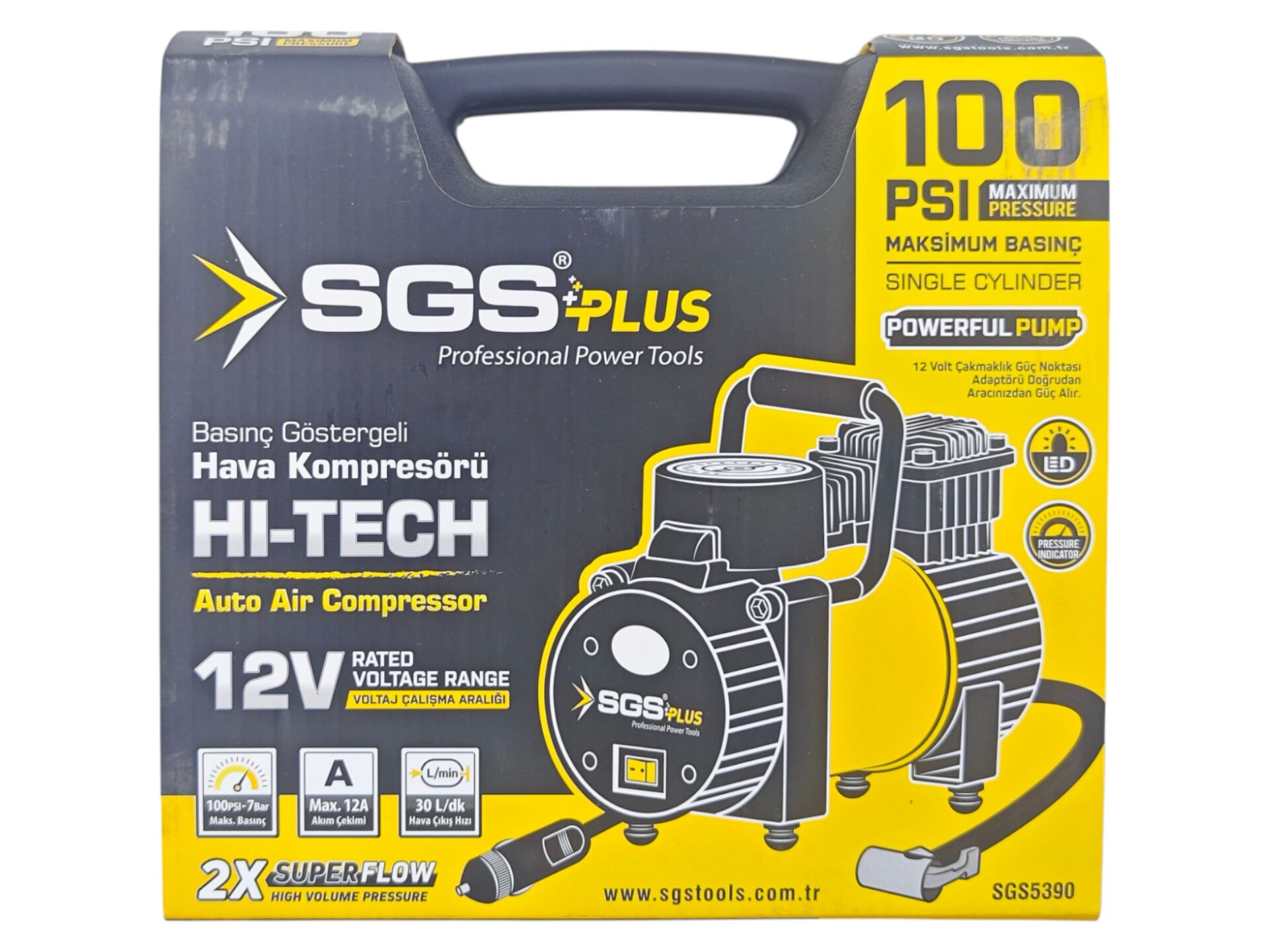 SGS590   SGS Plus  12V 12A Araç Hava Kompresörü 100PSI