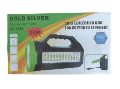 GS-2683   Gold Silver 10W Led Şarjlı El Feneri