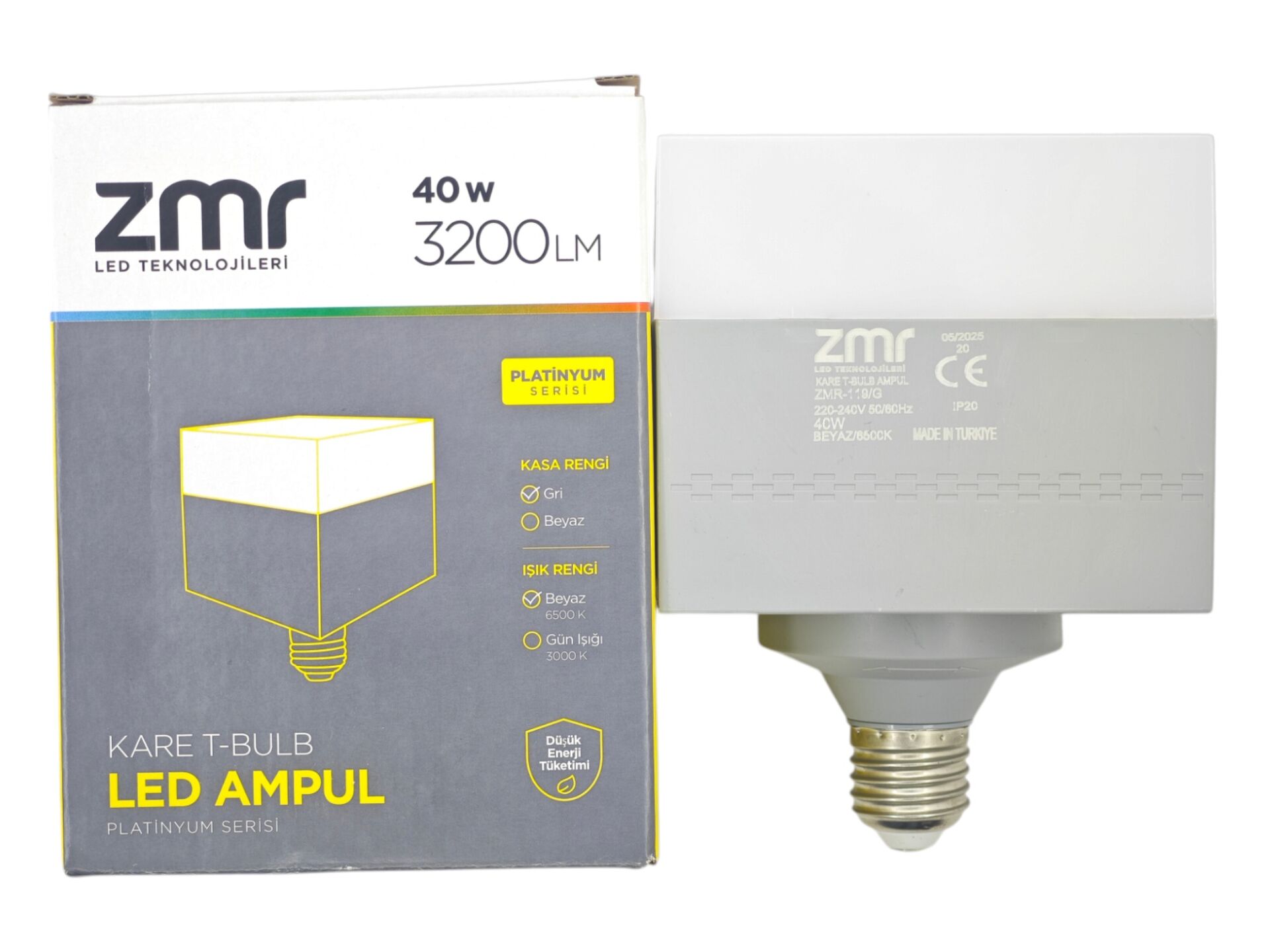 ZMR-119/G   ZMR E27-40W Kare T-Bulb Led Ampul
