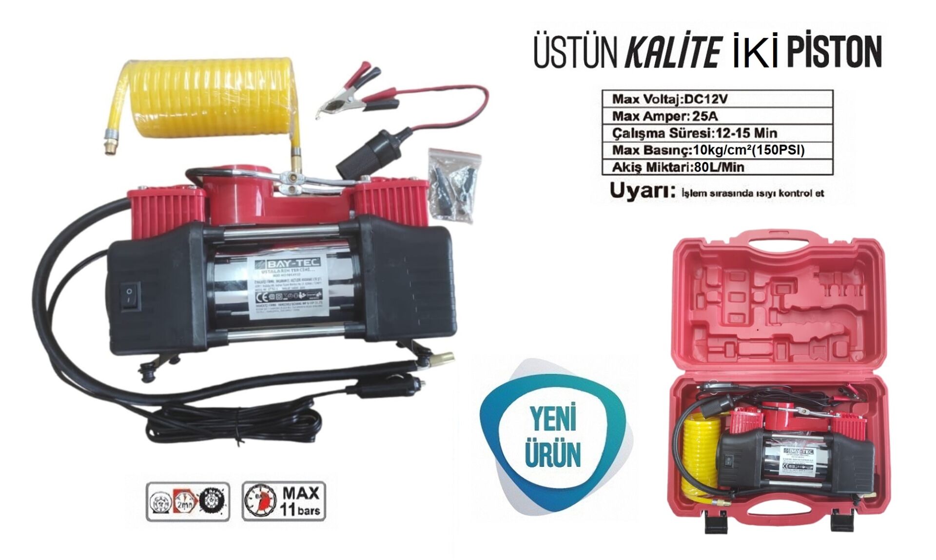 MK4910   Bay-Tec Hava Kompresörü 25Amp - Büyük